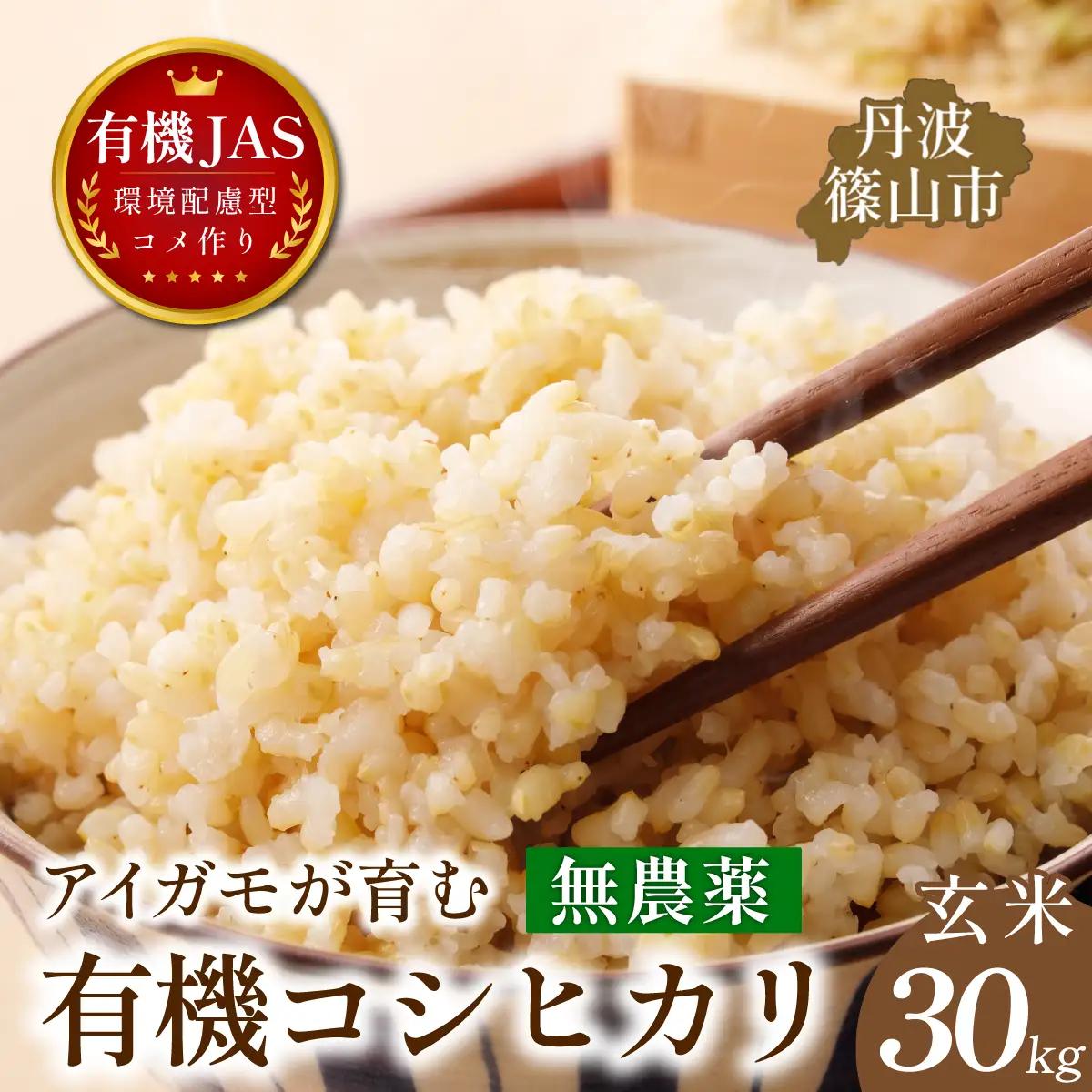 〈8年産予約〉有機米 無農薬 コシヒカリ 玄米 30kg 有機米 