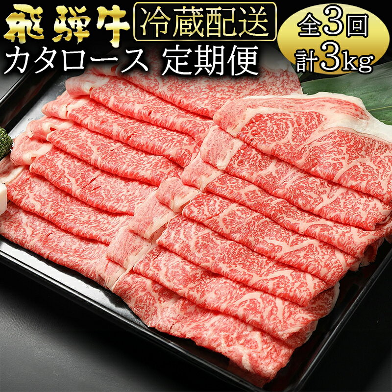【ふるさと納税】 定期便3回 飛騨牛 カタロース(1kg×3回) 黒毛和牛 和牛 牛肉 肉 毎月 隔月 薄切り スライス しゃぶしゃぶ すき焼き A5 霜降り 冷蔵 お楽しみ お盆 お中元 暑中見舞い プレゼント ギフト 贈り物 y14-221 送料無料