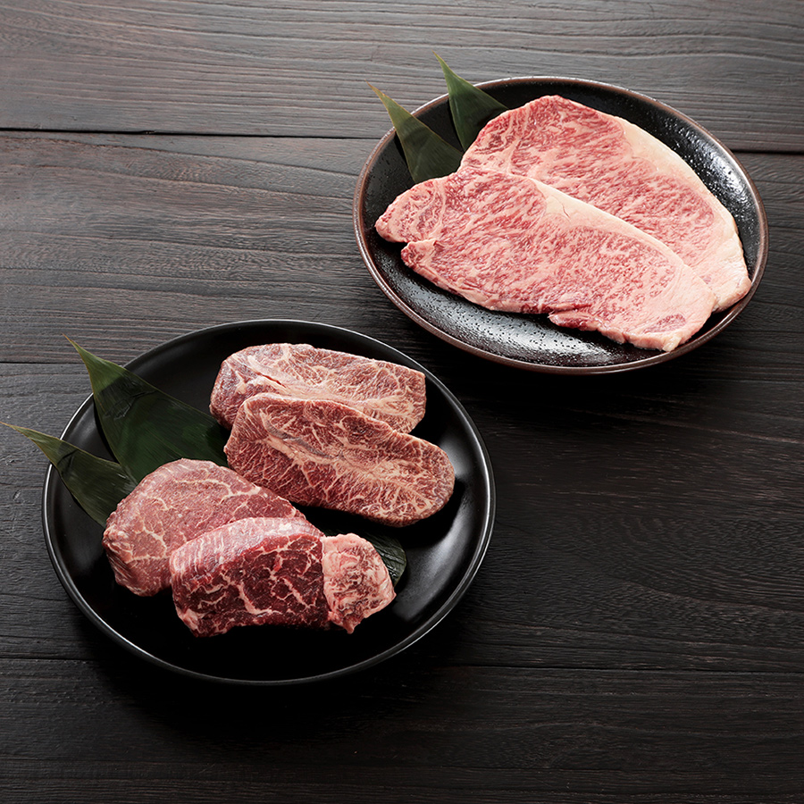 ＜黒島アーサ牛＞ステーキセット サーロイン（150g×2枚）・ヒレ（150g×2枚）・ミスジ（150g×2枚）