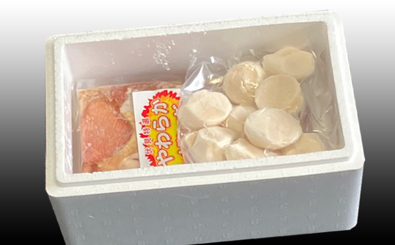 味付若鶏やわらか唐揚げ(ザンギ)350g×4P、ほたて貝柱500g B-30025