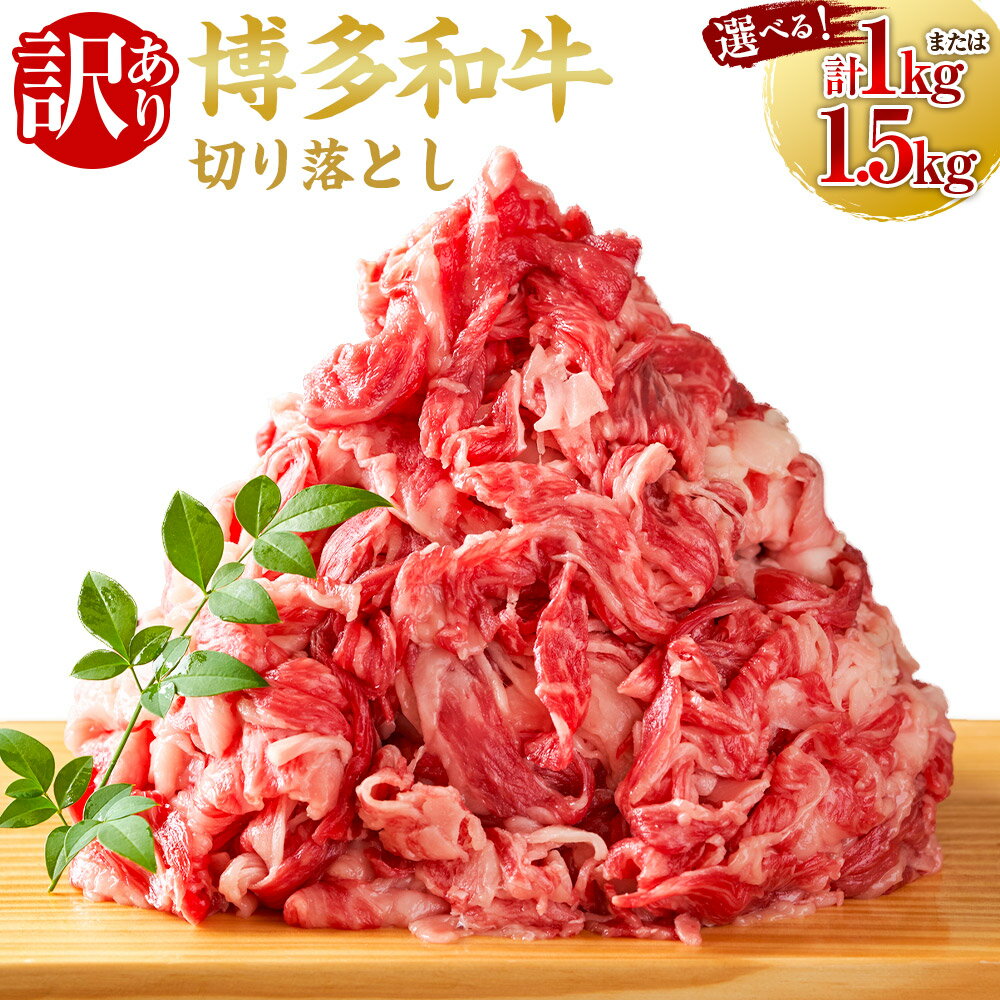 【ふるさと納税】＜選べる容量＞【訳あり】 博多和牛切り落とし （1kg （500g × 2P） ／ 1.5kg （500g×3P） ）肉 牛肉 牛 和牛 博多和牛 黒毛和牛 切り落とし 和牛切り落とし 訳あり 訳アリ 送料無料 福岡県 うきは市 冷凍