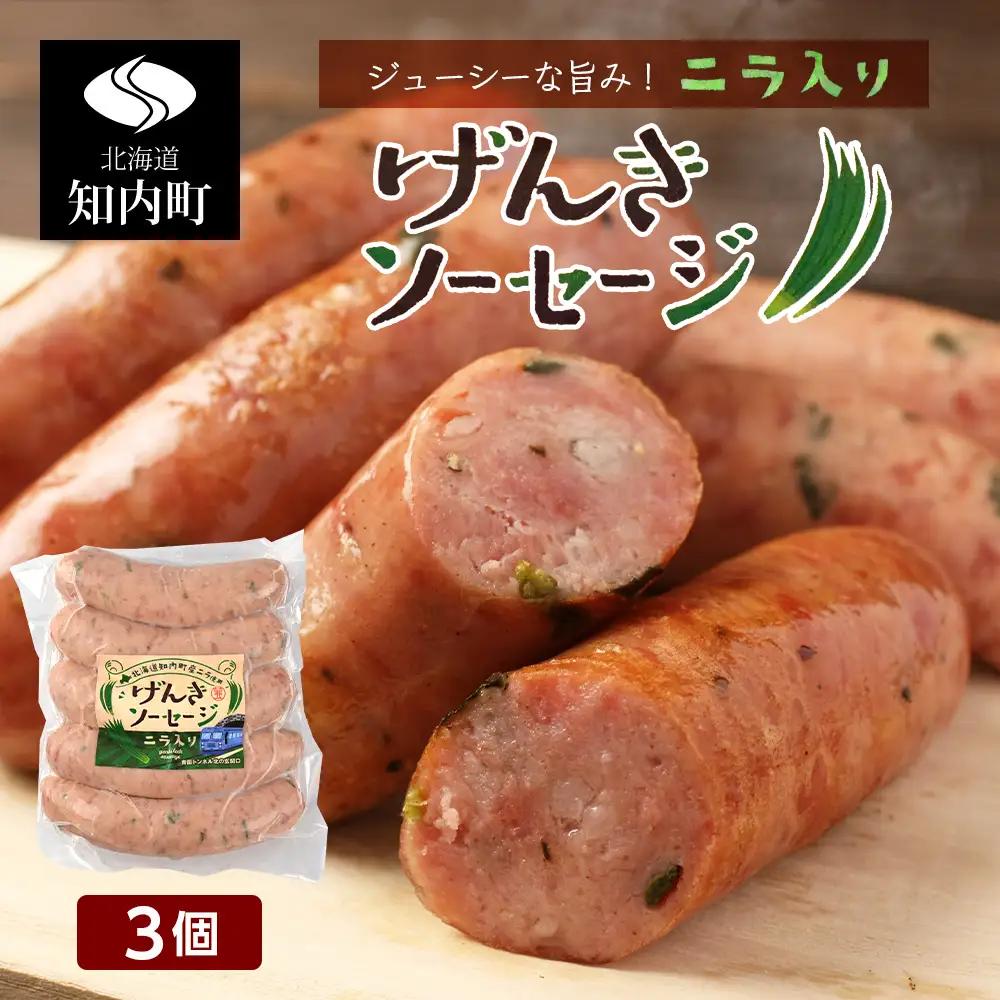 ジューシーな旨み！にら入りげんきソーセージ３個セット＜スリーエス＞
