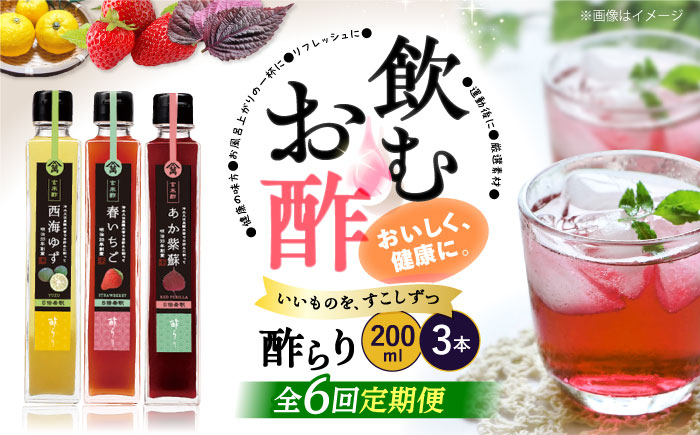 【月1回3種×6回定期便】 飲む玄米酢 酢らり （ゆず・しそ・いちご）計18本＜川添酢造＞ [CDN016]