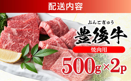 おおいた豊後牛 焼肉用 1kg(500g×2P) 日田市 / 株式会社MEAT PLUS　牛 うし 黒毛和牛 和牛 豊後牛[AREI022]