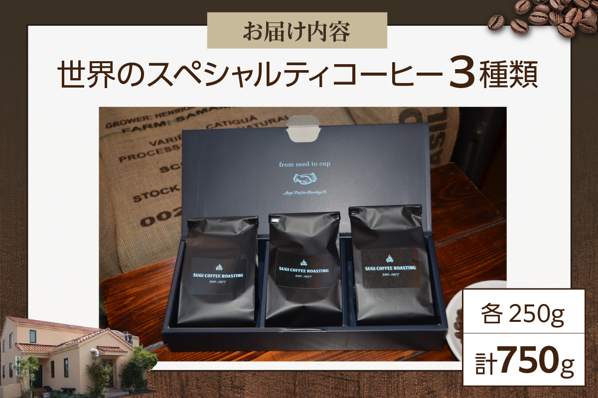 厳選！世界のスペシャルティコーヒー 250ｇ×3種 粗挽き_08-386-2