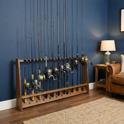 ふるさと納税 横手市 WOOD WORKS ロッドスタンド20本掛け 本体カラー:ブラウン/フェルトカラー:ブラック |  | 01