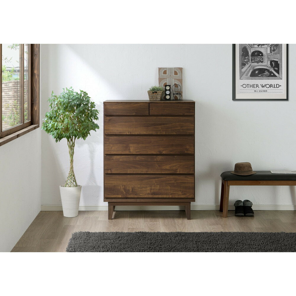 【ふるさと納税】【カラー選択可】大川家具 幅90cm 5段 チェスト ウォールナット/レッドオーク -ramsey-ラムジー | インテリア ファニチャー