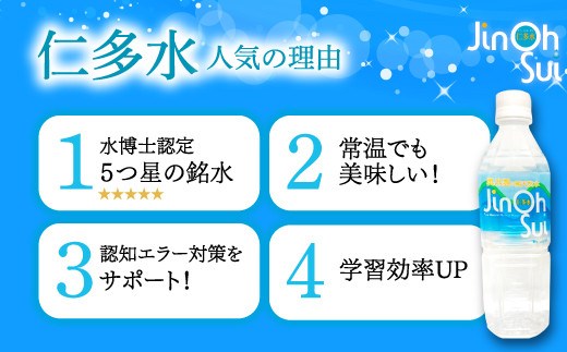 仁多水が人気の理由　1.水博士認定５つ星の銘水　2.常温でも美味しい　3.認知エラー対策をサポート　4.学習効率UP