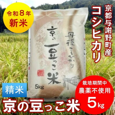 【ふるさと納税】令和8年産新米「京の豆っこ米」精米5kg　栽培期間中 農薬不使用のコシヒカリ　京都与謝野町　伊達農園【1636642】