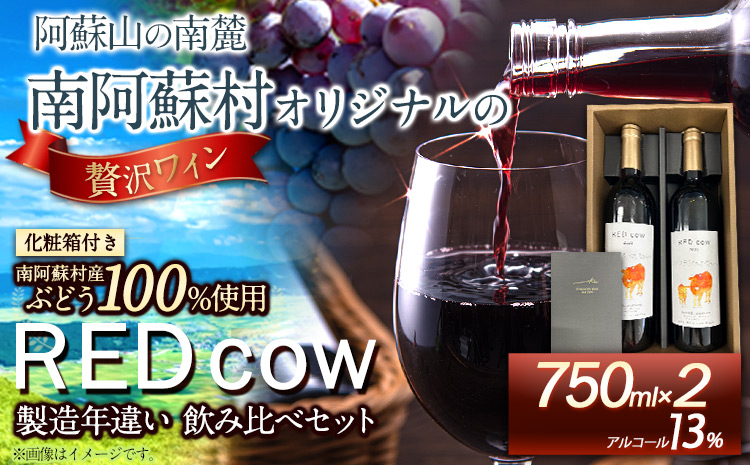 南阿蘇村産ぶどう100%使用 赤ワイン RED cow 飲み比べセット 750ml × 2本《30日以内に出荷予定(土日祝除く)》熊本---sms_winecow_30d_23_28000_2p---