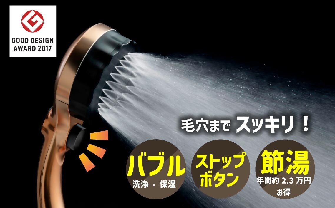
            ナノバブル シャワーヘッド バブリーミスティ2.0 ゴールド 水生活製作所 SH23BG
          