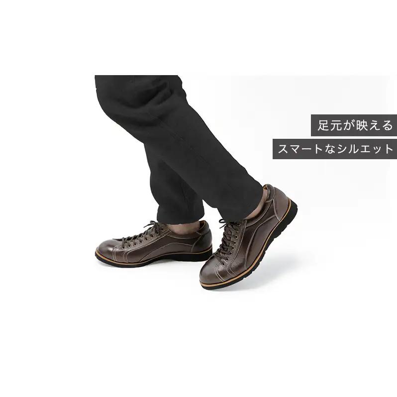 レザースニーカー 鹿革 ダークブラウン レザースニーカー 24.5cm