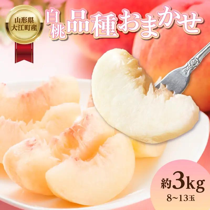 白桃 品種お任せ 3kg（8玉～13玉）【道の駅おおえ】 004-013