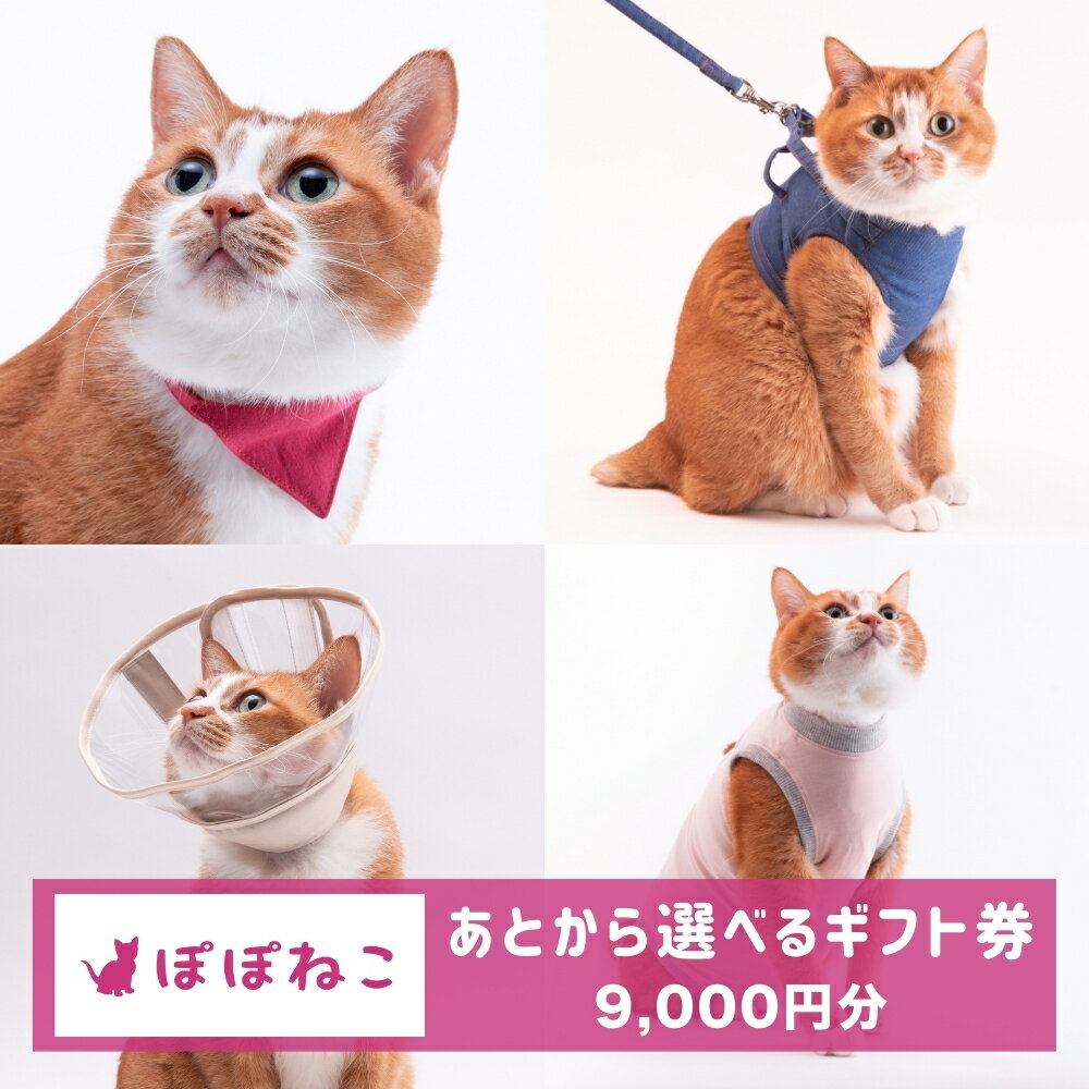 【ふるさと納税】ぽぽねこギフト券（Eメールタイプ）9,000円分「共通返礼品」 金券 商品券 猫 ネコ 首輪 迷子札 鈴 ハーネス リード ペット用服 猫用服 猫服 保護服 エリザベスカラー ペット ペット用品