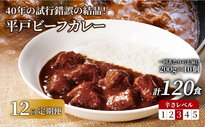 
【全12回定期便】平戸ビーフカレー 計120食（10食×12回）「中辛」平戸市 / カレー工房 NVfoods [KAB192]
