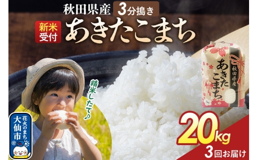 《令和8年産新米予約》 《定期便3ヶ月》【3分搗き】あきたこまち 20kg（5kg×4） 秋田県産 こまちライン 秋田県 大仙市産 [秋田 お米 米どころ あきたこまち こまちライン]