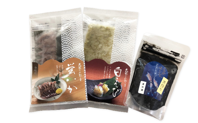 
富山の珍味三種セット (DGFU30) 【昆布締め こんぶじめ 刺身 さしみ 詰め合わせ 富山 おつまみ ほたるいか 白えび ほたるいか黒作り】 [№5617-0020]
