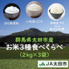 【令和5年産米】群馬県太田市産　おいしいお米3種をお届け　食べくらべセット