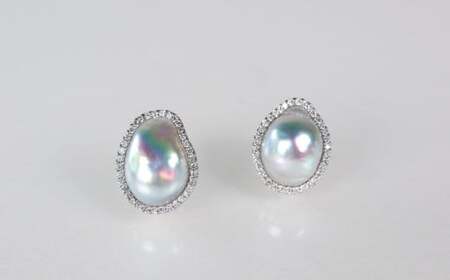 真珠 ピアス 9mm ~ 9.5mm アコヤ真珠 ジュエリー K18 WG / パールパールパールパールパール