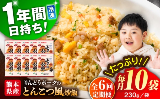 【全6回定期便】熊本県産 こだわり炒飯 りんどうポークのとんこつ風 炒飯 計2.3kg (230g×10) 冷凍食品 チャーハン 熊本県 特産品 焼きめし 冷凍炒飯 惣菜 冷凍チャーハン 焼飯 焼き飯 やきめし 炒飯 惣菜 冷凍 温め 時短 レンチン 簡単 ごはん 菊陽町【ユーユーフーズ株式会社】 [BHCS032]