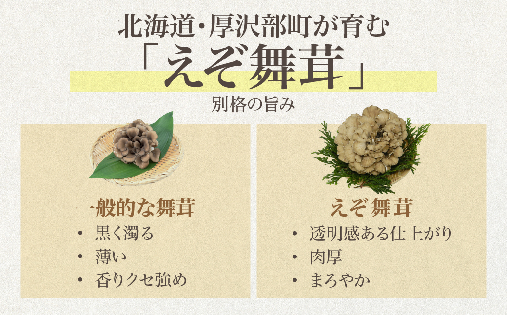 北海道厚沢部町産 贈答用えぞ舞茸（株タイプ）正味1kg入り（2〜3株） ASM007