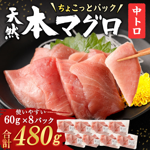 【お刺身ちょこっとパック】 天然本まぐろ 中トロ 切落し 480g 60g×8パック お手軽 食べきりサイズ 切り落とし お刺身 魚介類 海鮮 小分け 魚 天然まぐろ 魚貝 マグロ 高知県 簡単解凍 簡単調理 惣菜 コロナ支援 冷凍