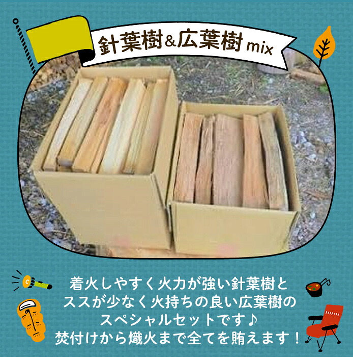 「きこりの薪」C富士山セット 針葉樹と広葉樹｜ まき マキ ストーブ 焚き火 焚き付け BBQ バーベキュー 燃料 木材 静岡県 小山町 