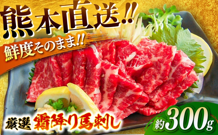 
                  馬刺し 厳選霜降り 約300g（醤油・生姜付き） / 熊本馬刺し 馬刺 馬刺し 霜降り 馬肉 醤油付き 生姜付き 熊本 くまもと 菊陽町　【有限会社菊陽食肉センター】 [BHAC003]
                