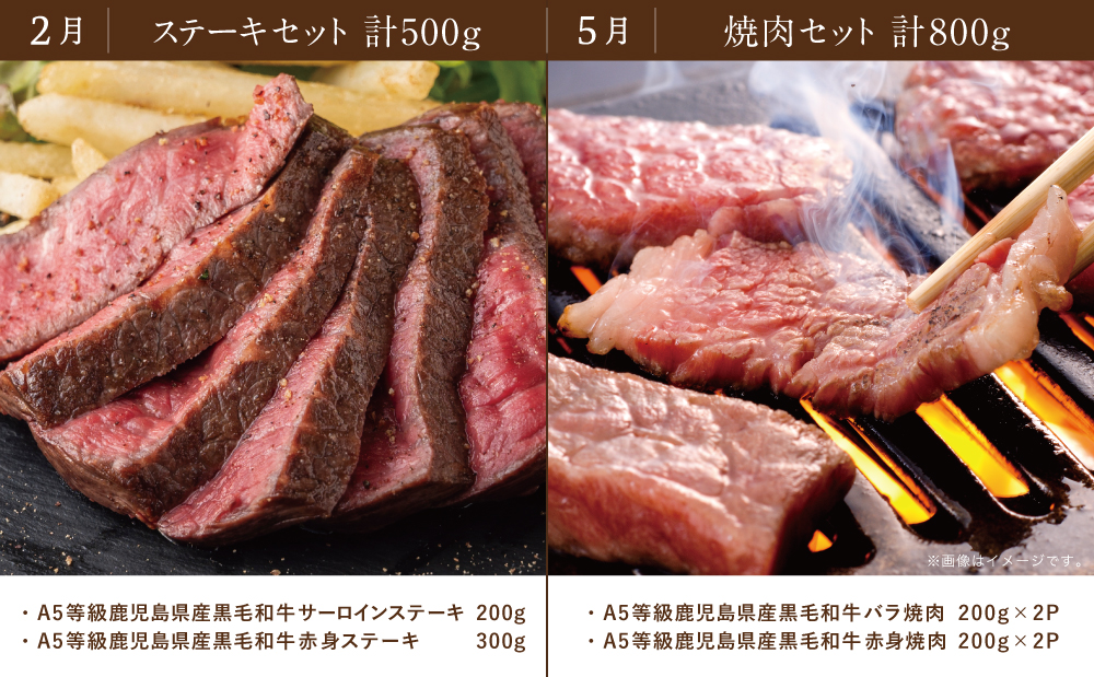 【特撰定期便 全4回】A5等級鹿児島黒毛和牛定期便 A5 A5等級 ステーキ サーロイン 赤身 ヒレ バラ 焼肉 BBQ ブロック肉 ロース肉 すき焼き しゃぶしゃぶ お肉 鹿児島県産 カミチク 黒毛