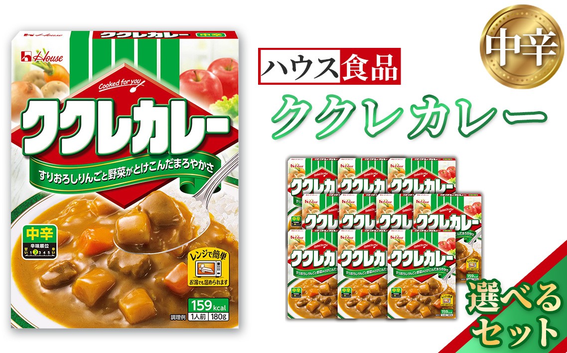 
            ハウス　ククレカレー　中辛　レトルト食品　レンジ対応商品 ／ レトルトカレー カレー ハウス食品 レンジ お湯 湯煎 湯せん 時短 簡単 簡単調理 防災 防災食 長期保存 非常食 ローリングストック レトルト 災害 備蓄 常温保存 選べる 個数 10個 20個 30個 セット 送料無料 愛知県 No.257
          