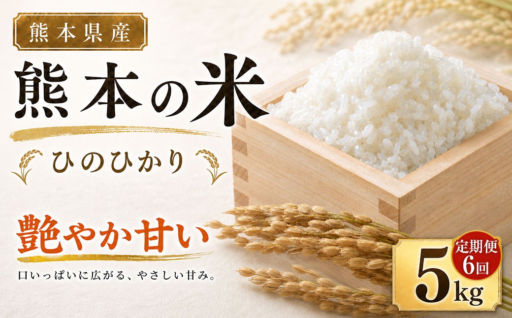 
                  【 6ヶ月連続定期便 】 米 ひのひかり （ 5kg ） 6ヶ月 定期便 お米 米 こめ コメ 白米 白飯 飯 ご飯 ブランド米 ブランド 国産 熊本県産 甘み 旨み 食感 食卓 定期配送
                
