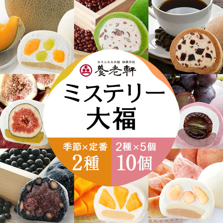 【ふるさと納税】【期間限定】養老軒のミステリー大福 10個入（2種類×5個）│お楽しみ 人気 旬 フルーツ ふるーつ スイーツ 大福 和スイーツ おやつ おかし お菓子 和菓子 養老軒 お取り寄せ お取り寄せスイーツ フルーツ大福 季節 果物 詰合せ セット 岐阜県 川辺町 (999)