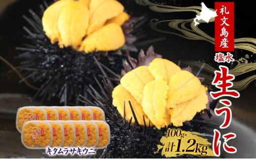 北海道 礼文島産  塩水ウニ （ キタムラサキウニ ）100g×12  生うに うに 雲丹 