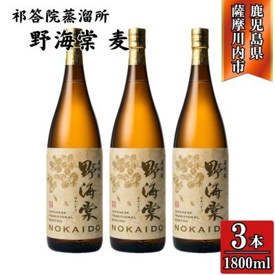 ふるさと納税 薩摩川内市 野海棠 麦焼酎 25度 1800ml×3本 祁答院蒸溜所 CSR-610