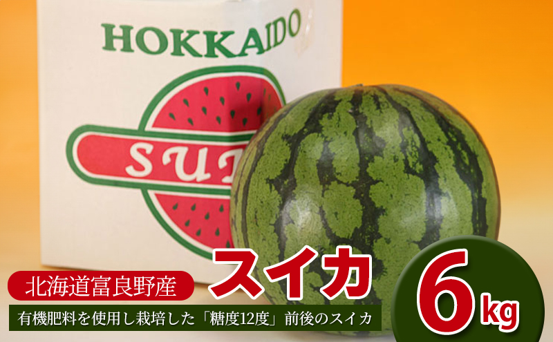 【2024年7月～発送】すいか 2L 1玉 ≪6kg以上≫ 北海道 富良野市 (スイートベジタブルファクトリー) フルーツ 果物 新鮮 甘い 贈り物 ギフト 道産 おやつ デザート ふらの ブランド スイカ 夏