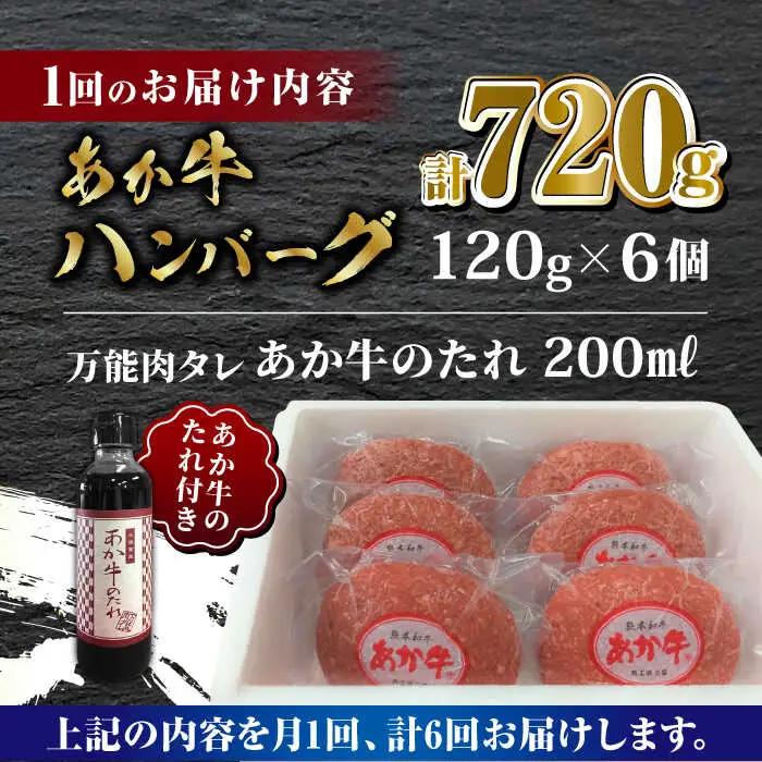 【全6回定期便】あか牛 100％ハンバーグ セット 120g×6個【有限会社 三協畜産】 国産 赤身 赤牛 褐牛 あかうし [ZEB066]