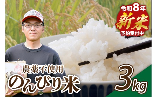 【予約受付】令和8年産・新米 のんびり米 3kg 令和8年産 南小国産 新米 米 白米 玄米 玄米対応可能 ご飯 ごはん お米 無農薬 農薬不使用 産地直送 河津農林 熊本 阿蘇 南小国町 送料無料