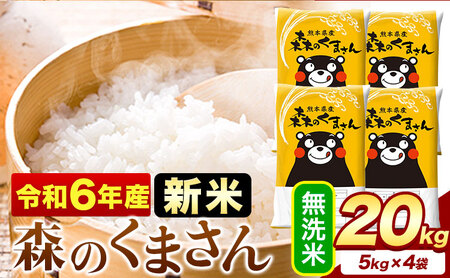 令和6年産  新米 無洗米  森のくまさん 20kg 5kg × 4袋  熊本県産 単一原料米 森くま《11月-12月より出荷予定》送料無料