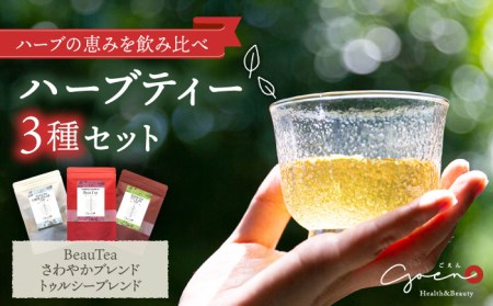 【ほっとひといき癒しをお届け】3種のハーブティーセット（3種×各1袋）【Goenヘルス＆ビューティー】ローズヒップ レモングラス ほうじ茶[HBQ002]