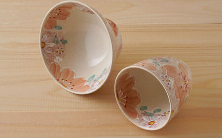 【波佐見焼】花やか 茶椀・コップ（赤）セット 食器【陶もと】[PE41] 波佐見焼