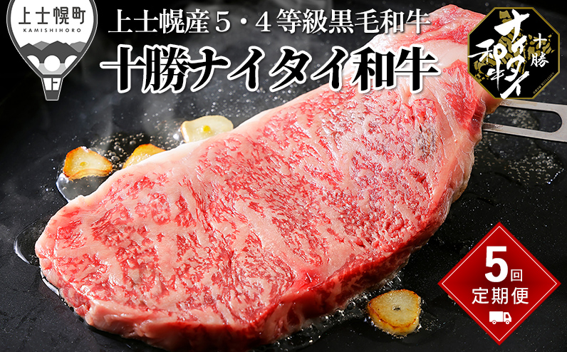 十勝ナイタイ和牛 定期便 5回 5ヵ月コース 北海道産 牛 肉 牛肉 和牛 5・4等級 黒毛和牛 オレイン酸含有率55%以上 サーロイン ミスジ ステーキ ハンバーグ 冷凍