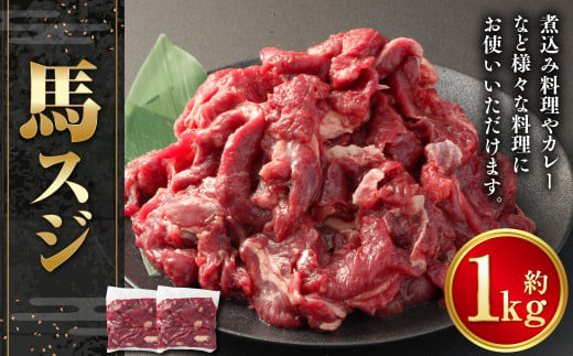 馬スジ1kg 500g×2パック 合計1kg 馬スジ 馬すじ 馬肉 馬 肉 すじ肉 煮込み 熊本 冷凍