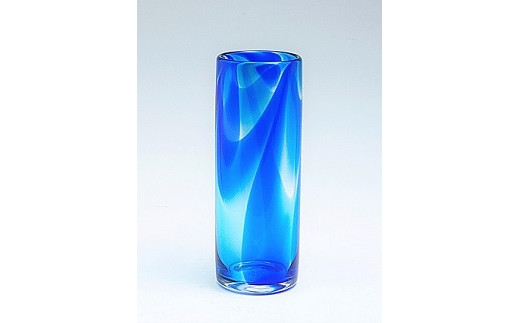 
[5.2-147]　スウェーデンガラス　花器「オーロラ」ブルー
