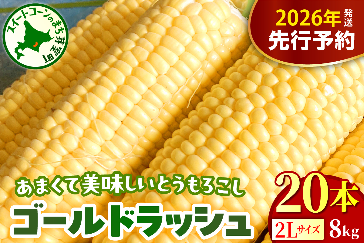 【先行受付】【2026年8月上旬～8月下旬頃配送】北海道十勝芽室町 とうもろこし ゴールドラッシュ 2Lサイズ 20本セット me078-010c-26