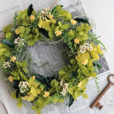 ふるさと納税 上富良野町 富良野花七曜 フェアリーミニリース イエロー 直径約16〜19cm プリザーブドフラワー