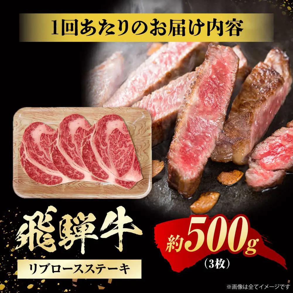 【12回定期便】飛騨牛 ステーキ用計500g / 浅井商店[AWBJ032] 飛騨牛