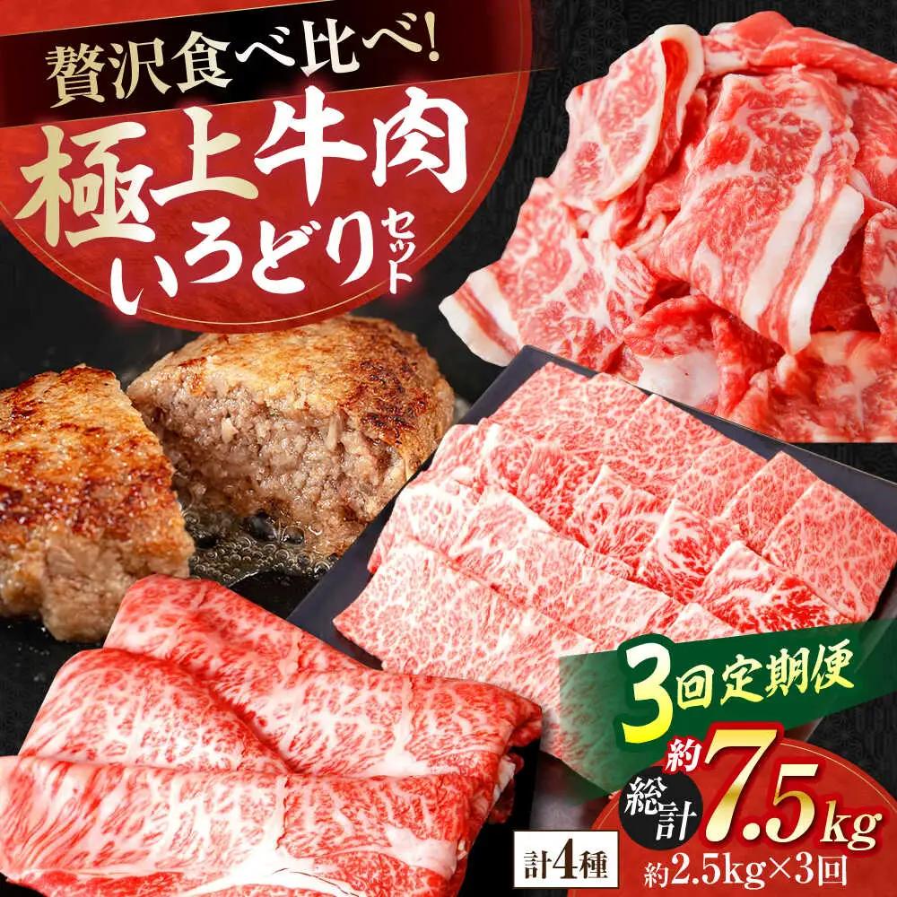 【3回定期便】牛肉 いろどりセット 総計7.5kg 切り落とし すき焼き 焼肉 ハンバーグ 【(有)山重食肉】[ATAP196]