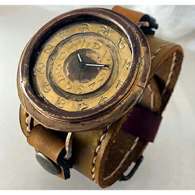 【ふるさと納税】HR24の大型サイズ手作り時計　G（男性用）黄茶 ファッション小物 雑貨 日用品