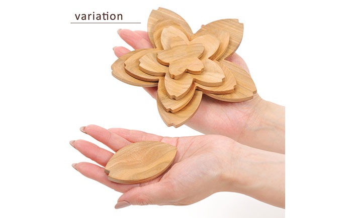 D25-009 鳥取県産サクラ材使用 さくら小皿トレイ＆箸置き 5点セット