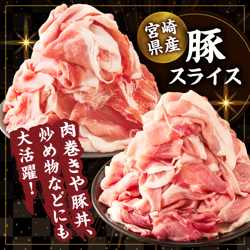 ≪訳あり≫宮崎県産豚スライス(ウデorモモ)&粗挽きウインナーセット合計1.44kg_T030-2056【肉 豚 豚肉 おかず 国産 人気 ギフト 食品 お肉 しゃぶしゃぶ 贈り物 お土産 送料無料 